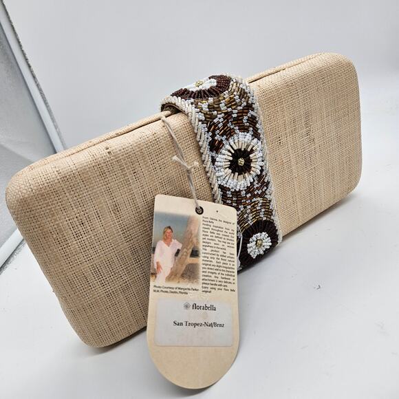 Flora Bella Handbags - Flora Bella Clutch Straw Beaded Nwt bag handbag